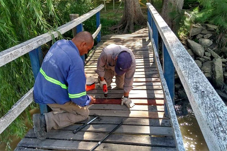 Mantenimiento en puentes y reparaciones de alumbrado público en el Delta