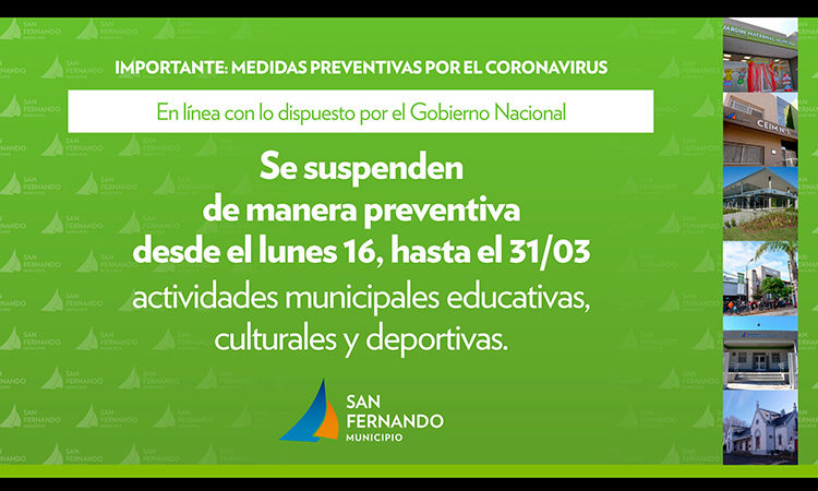 Coronavirus: San Fernando suspende preventivamente sus Polideportivos y Centros Educativos y Culturales