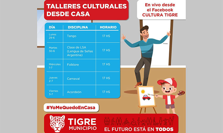 Continúan los talleres culturales online en las redes sociales de Tigre