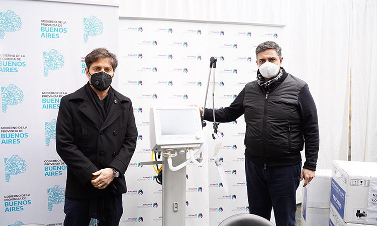 Jorge Macri recibió a Axel Kicillof en Vicente López para la entrega de 5 respiradores