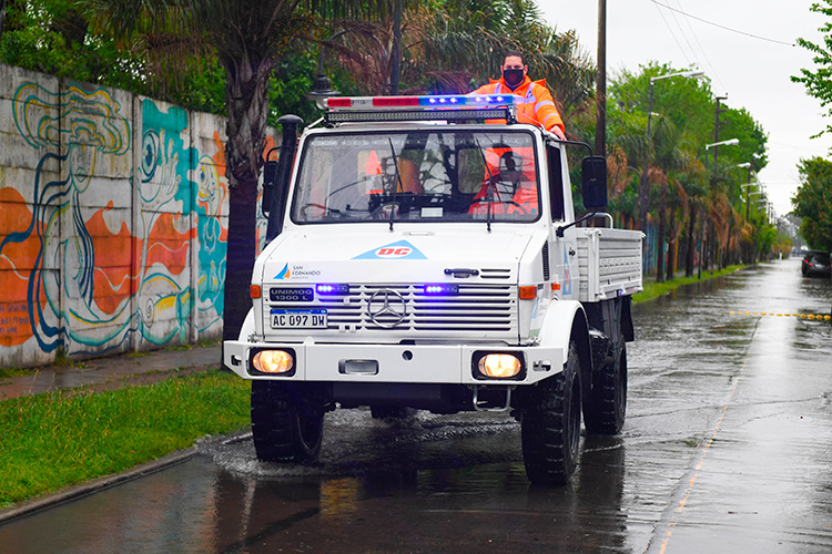 El COEM de San Fernando realizó tareas preventivas frente al alerta por tormentas fuertes y sudestada