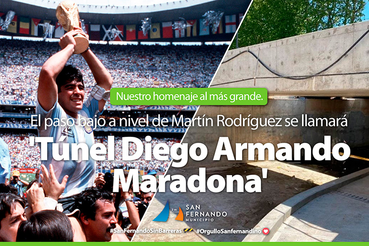 Juan Andreotti anunció que se llamará ‘Diego A. Maradona’ el Túnel de la calle Martín Rodríguez