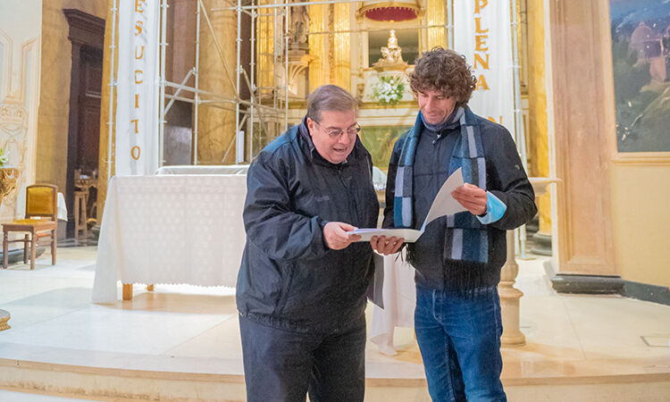 Juan Andreotti visitó las obras de restauración del templo Nuestra Señora de Aránzazu